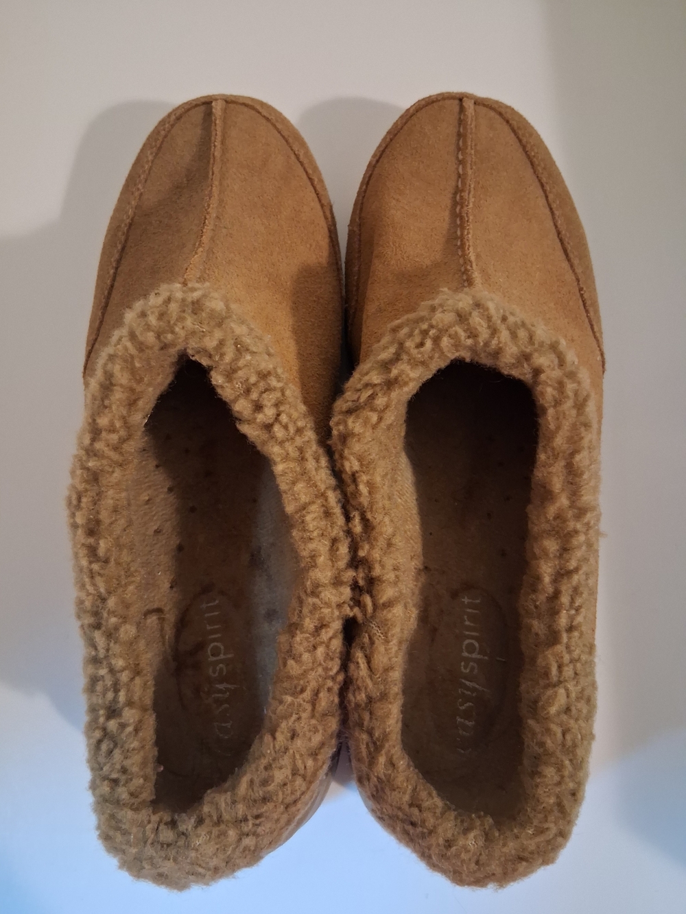 Cozy Womans Slip-On Faux Suede Slippers in Tan